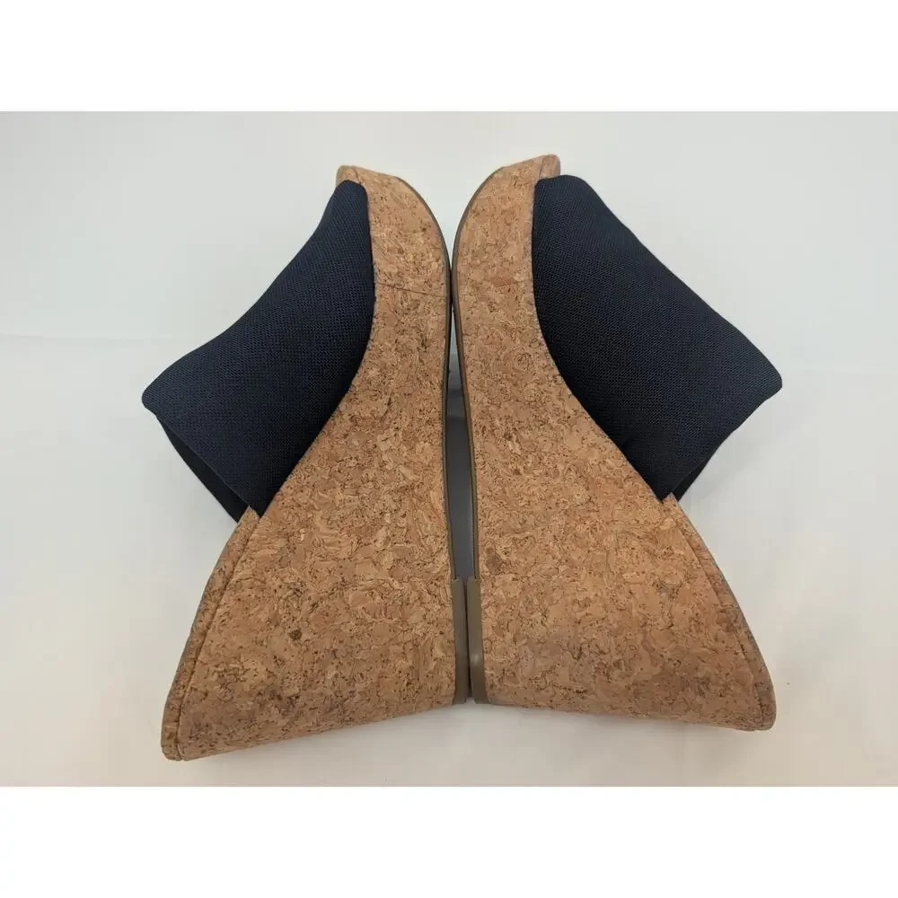 Lucky Brand Marilyn Women's Navy Blue Cork Heel Wedges Size 8 Vacation Beachy
